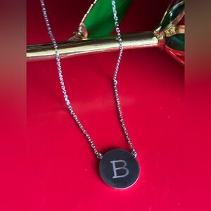925 Silver Necklace,Chic Silver 'B' Pendant Necklace